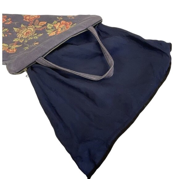 Vintage 50s Tapestry Handbag Floral Design Blue Pink Grannycore Style - Picture 11 of 14